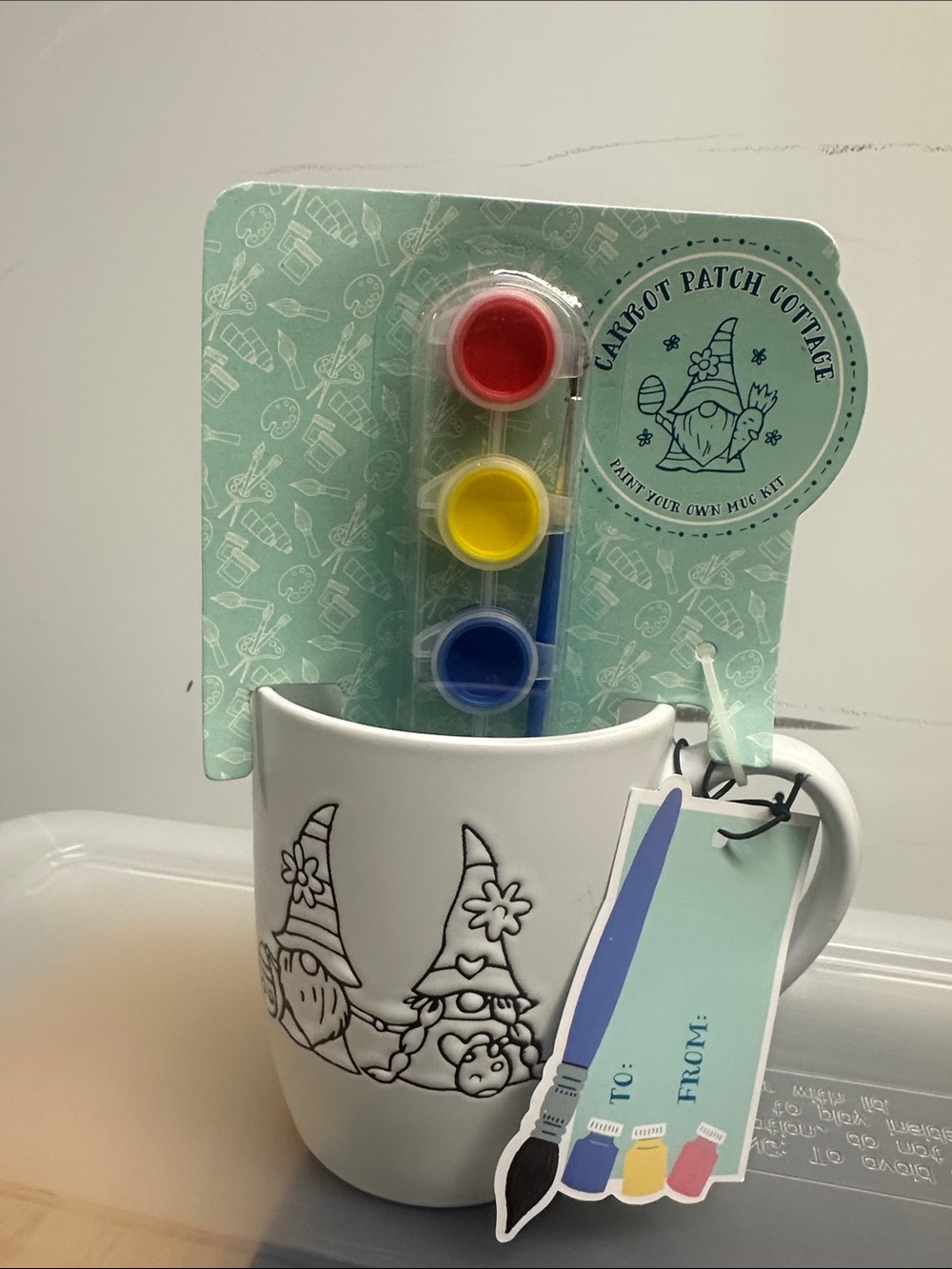 White Paint-Your-Own Mug with Red Yellow Blue Paints
